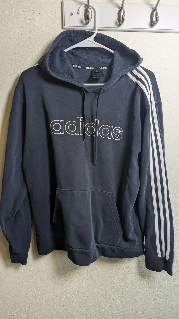 Men's Adidas Hoodie Size M Retro Style Striped Sleeves